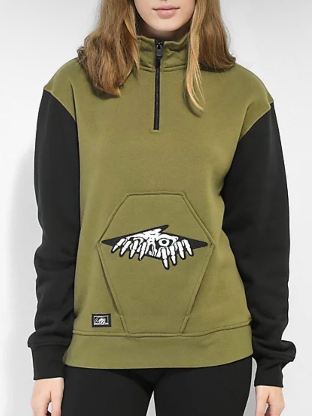 Lurking Class by Sketchy Tank Terror Coffin Green Quarter Zip Sweatshirt Size: S